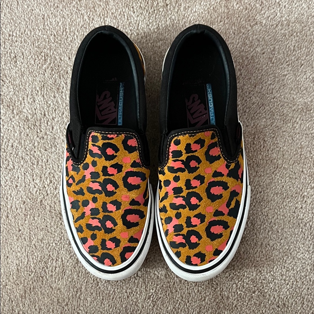 Vans Slip-On Leopard Sneakers - Black and Orange - Picture 3 of 4